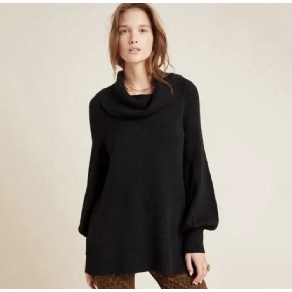 Anthropologie Paloma Black Cowl Neck Tunic Sweater Size XL